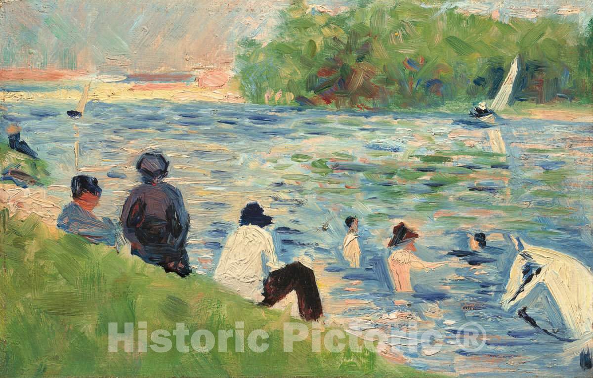 Art Print : Georges Seurat, Bathers (Study for Bathers at AsniÃ¨res), c.1884 - Vintage Wall Art