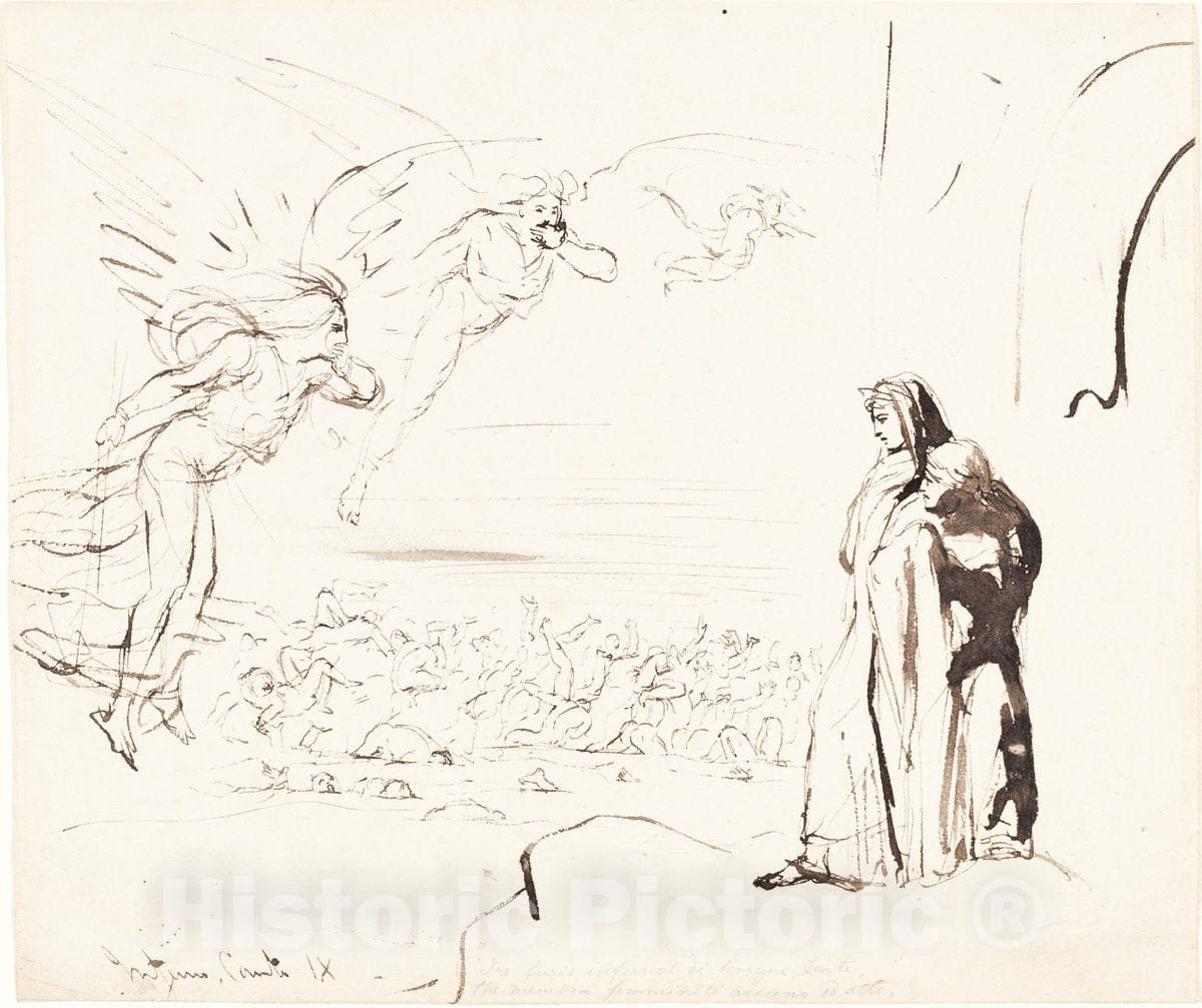 Art Print : William Etty, Scene from The Inferno (Canto IX) - Vintage Wall Art