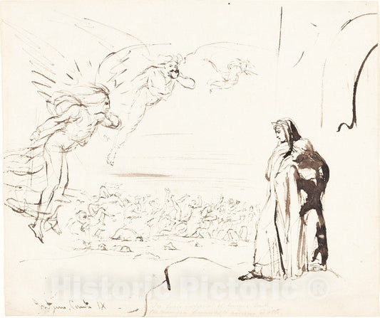 Art Print : William Etty, Scene from The Inferno (Canto IX) - Vintage Wall Art