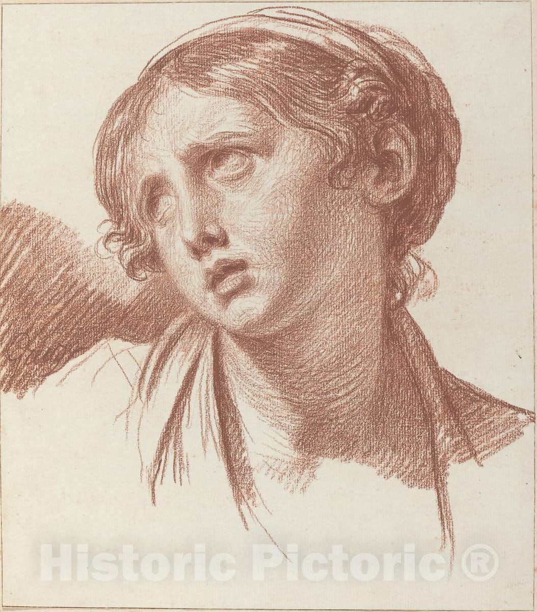 Art Print : Baptiste Greuze, A Young Girl Looking Upward, c. 1778 - Vintage Wall Art