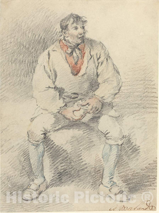 Art Print : Morland, The Mid-Day Meal, 1790s - Vintage Wall Art