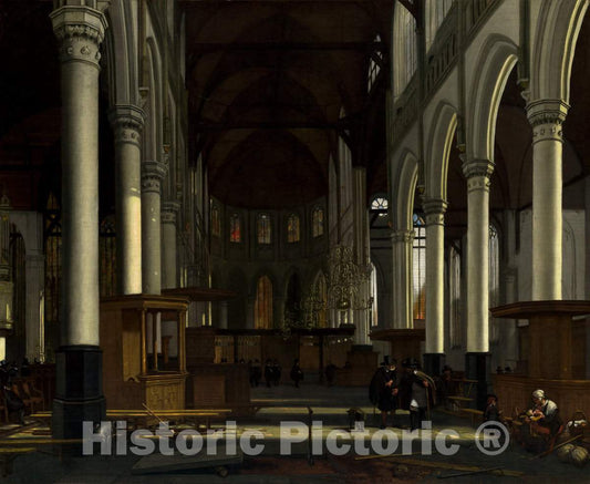 Art Print : Emanuel de Witte, The Interior of The Oude Kerk, Amsterdam, c. 1660 - Vintage Wall Art