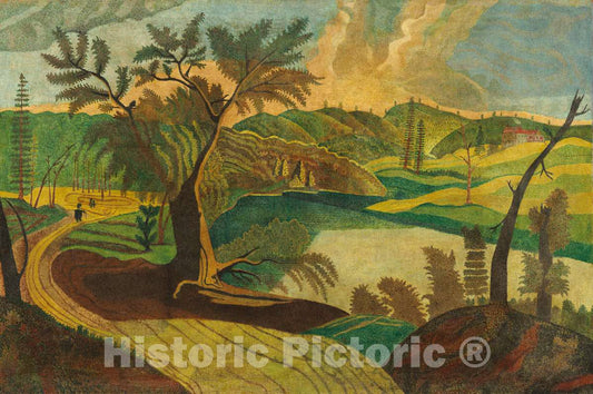 Art Print : Stylized Landscape, 19th Century - Vintage Wall Art