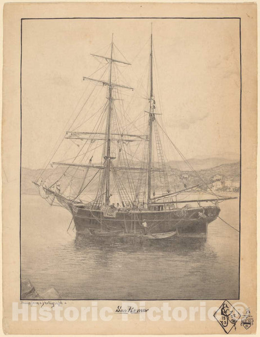 Art Print : John William Casilear, San Remo, 1888 - Vintage Wall Art