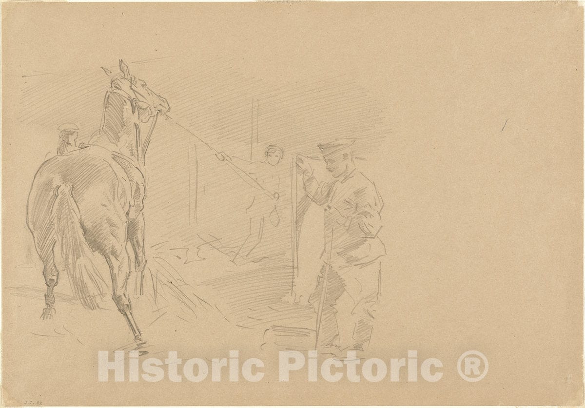 Art Print : John Singer Sargent, Man Pulling a Horse into a Stall, 1918 - Vintage Wall Art