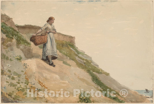 Art Print : Winslow Homer, Girl Carrying a Basket, 1882 - Vintage Wall Art