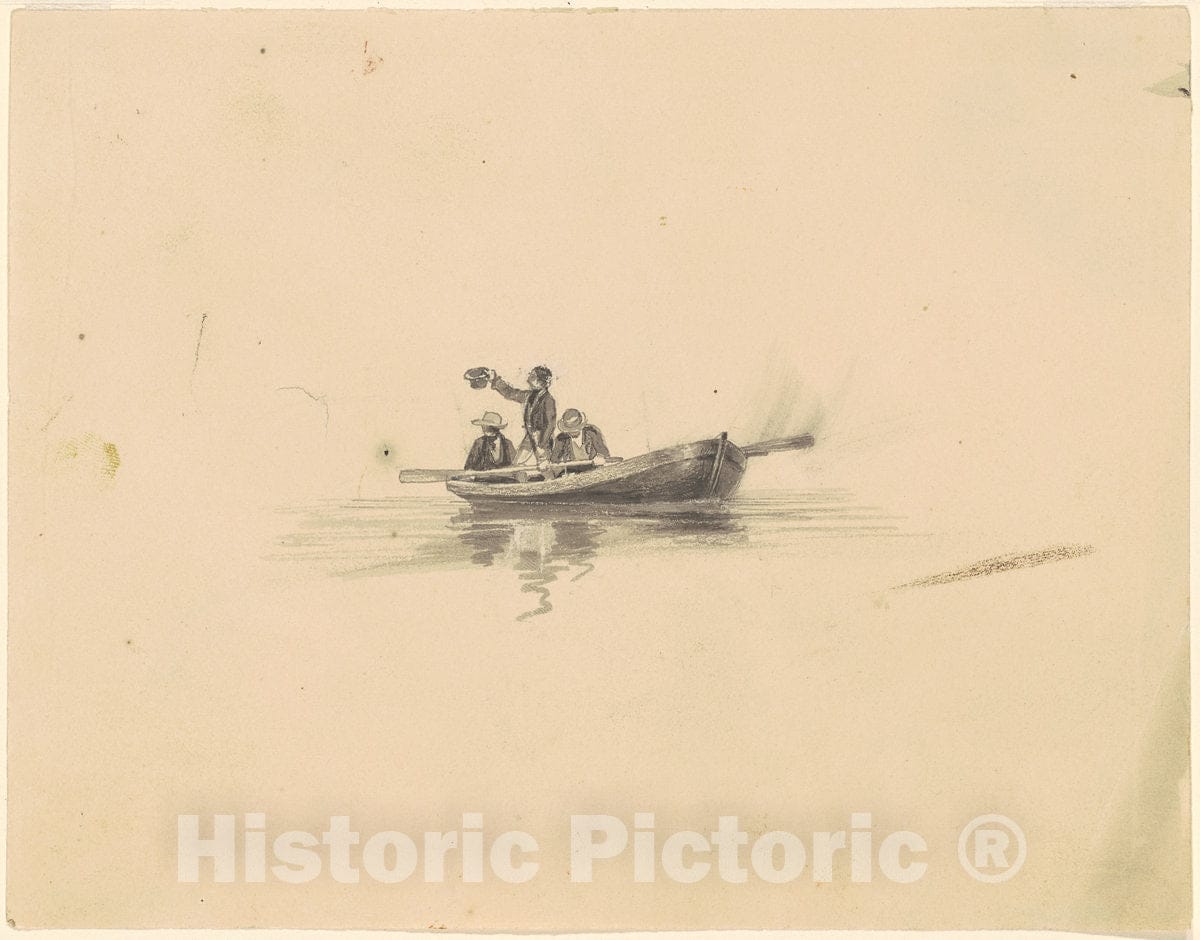 Art Print : Clonney, Men in a Rowboat, c. 1840-1850 - Vintage Wall Art