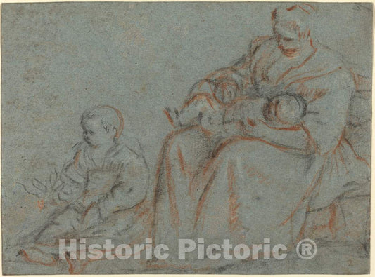 Art Print : Gerolamo Bassano, Domestic Scene - Vintage Wall Art