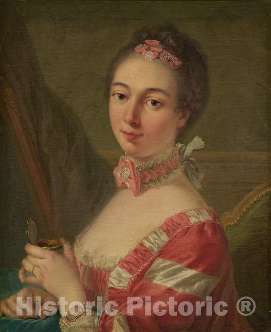 Art Print : Louis Michel Van Loo, Portrait of a Lady, 18th Century - Vintage Wall Art