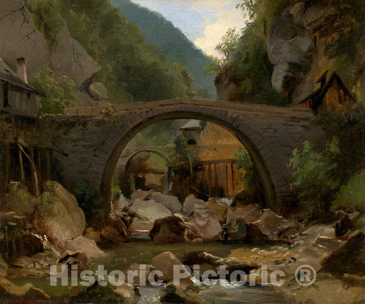 Art Print : ThÃ©odore Rousseau, Mountain Stream in The Auvergne, 1830 - Vintage Wall Art