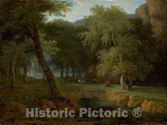 Art Print : Victor Bertin, Woodland Scene with Nymphs and a Herm, c. 1810 - Vintage Wall Art