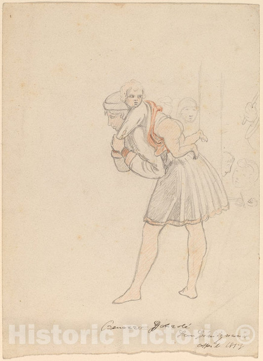 Art Print : Elihu Vedder, Study After Gozzoli, 1858 - Vintage Wall Art