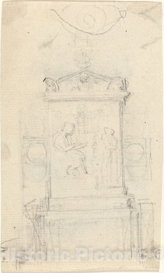 Art Print : John Flaxman, Design for The Tomb of Dr. Joseph Warton, c. 1804 - Vintage Wall Art