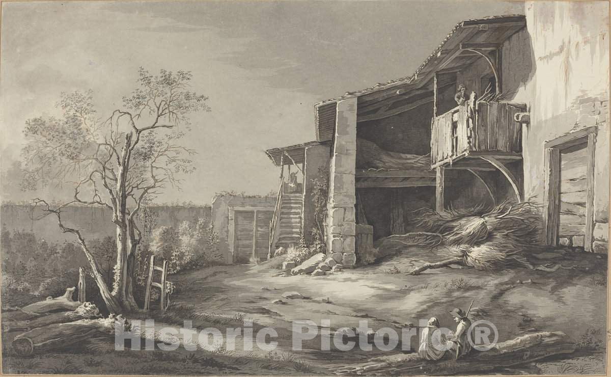 Art Print : Jacques de Boissieu, A Farmyard - Vintage Wall Art