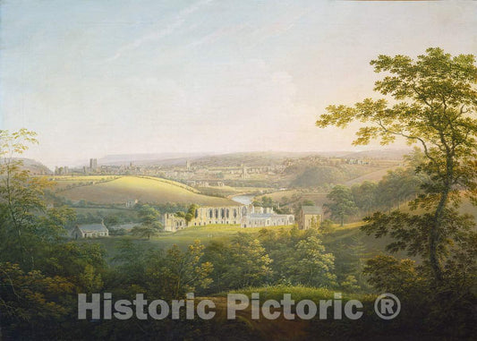 Art Print : George Cuitt The Younger, Easby Abbey, Near Richmond, c.1838 - Vintage Wall Art