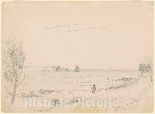 Art Print : Jasper Francis Cropsey, Fort Hamilton, Staten Island, 1854 - Vintage Wall Art