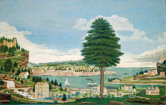 Art Print : Jurgan Frederick Huge, Composite Harbor Scene with Castle, c. 1875 - Vintage Wall Art