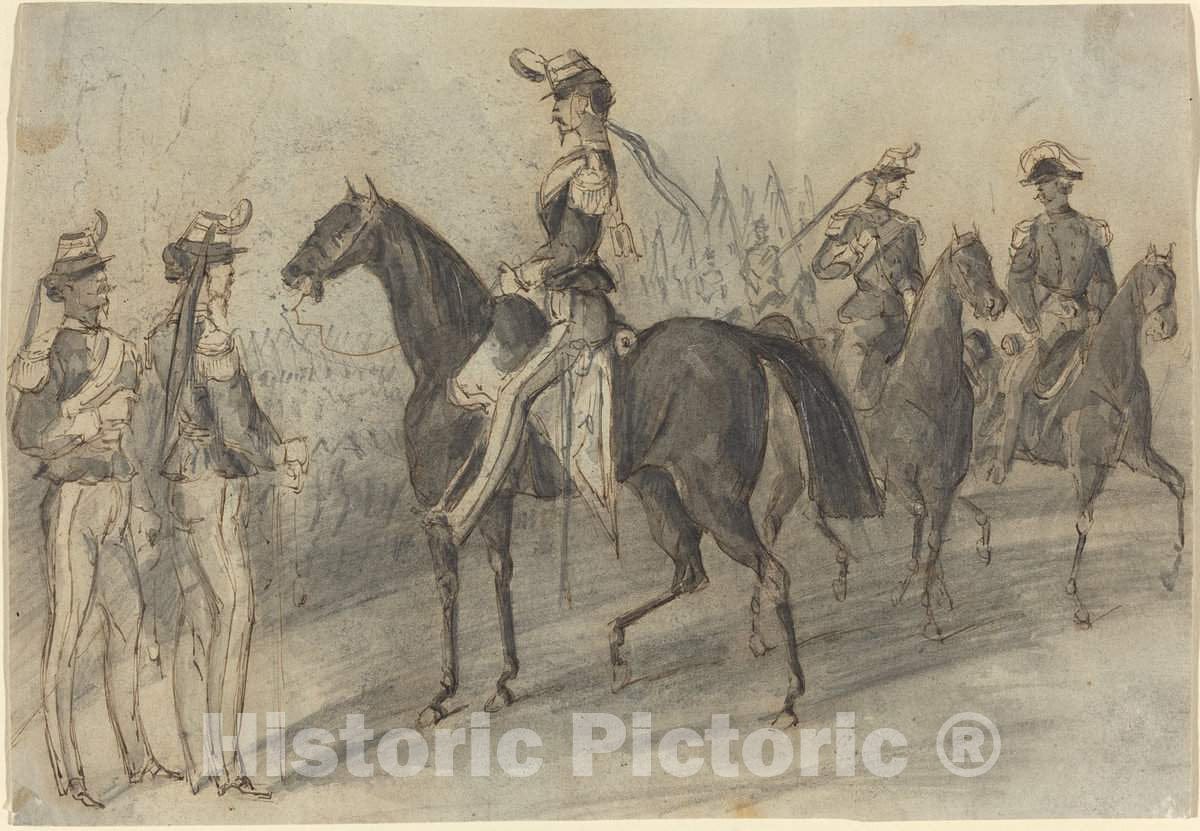 Art Print : Constantin Guys, Military Parade - Vintage Wall Art