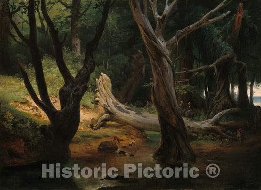 Art Print : Horace Vernet, Departure for The Hunt in The Pontine Marshes, 1833 - Vintage Wall Art