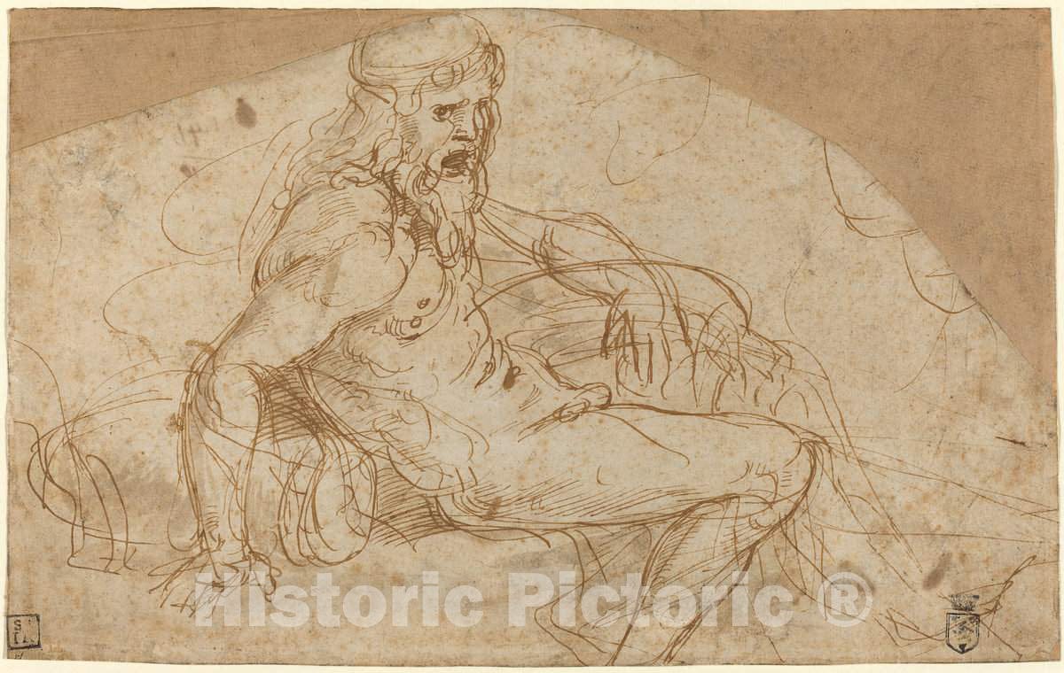 Art Print : Giulio Romano, River God, c. 1528 - Vintage Wall Art