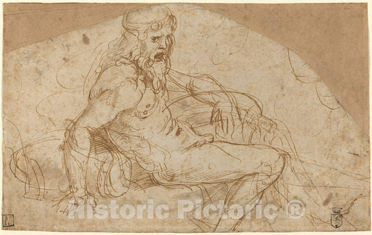 Art Print : Giulio Romano, River God, c. 1528 - Vintage Wall Art