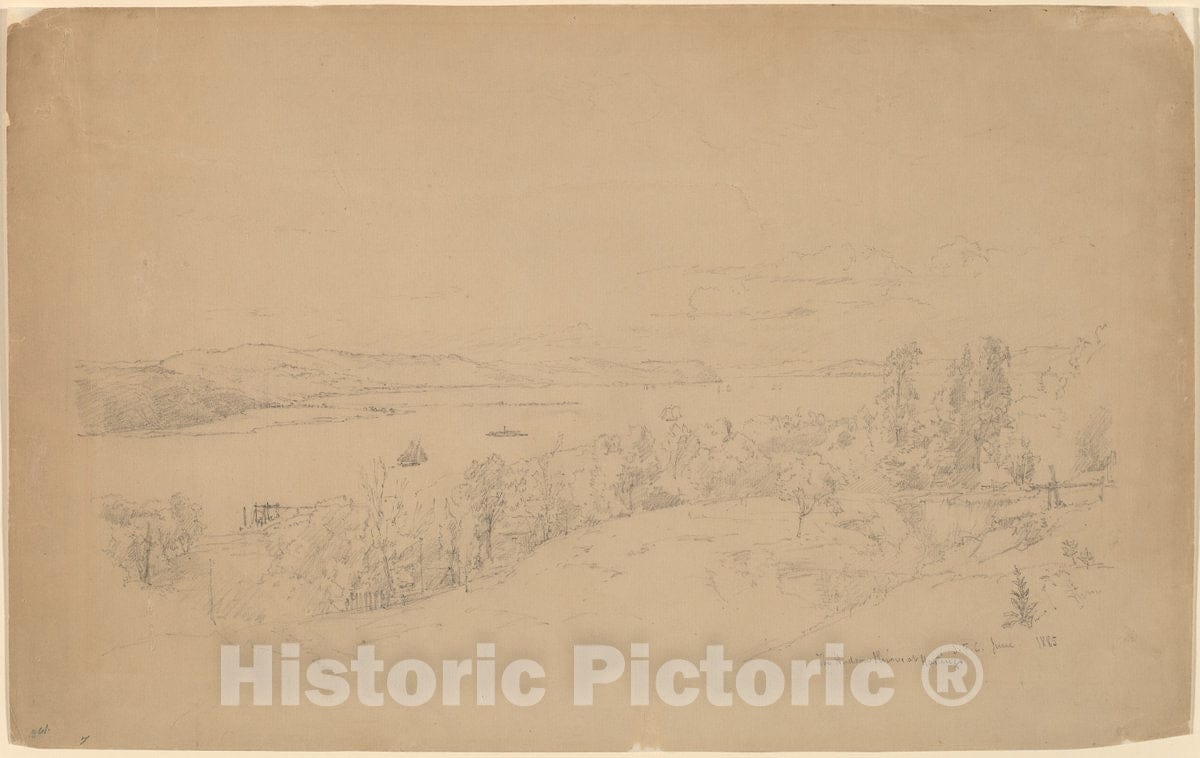 Art Print : Jasper Francis Cropsey, The Hudson River at Hastings, 1885 - Vintage Wall Art