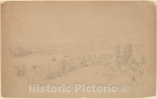 Art Print : Jasper Francis Cropsey, The Hudson River at Hastings, 1885 - Vintage Wall Art