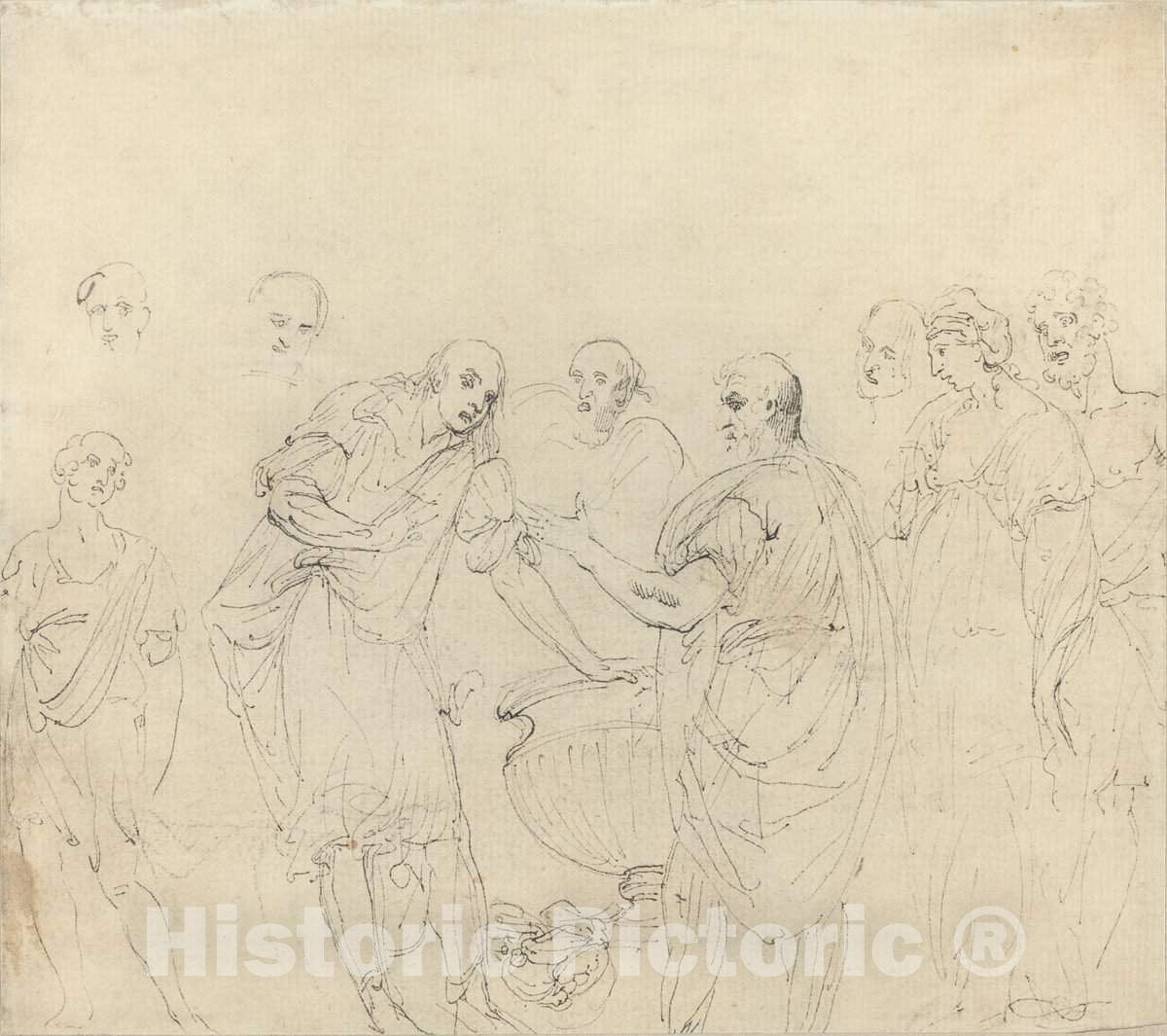 Art Print : John Hamilton Mortimer, Mucius Scaevolo [Recto] - Vintage Wall Art