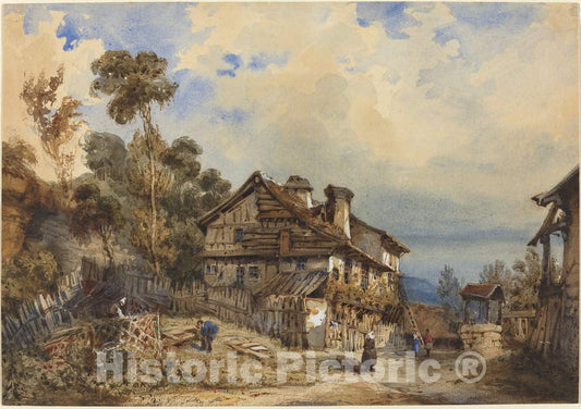 Art Print : Rustic Landscape, 1830 - Vintage Wall Art