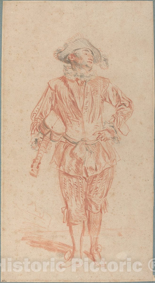 Art Print : Antoine Watteau, Mezzetin, c. 1716 - Vintage Wall Art