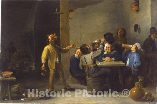 Art Print : David Teniers The Younger, Peasants Celebrating Twelfth Night, 1635 - Vintage Wall Art