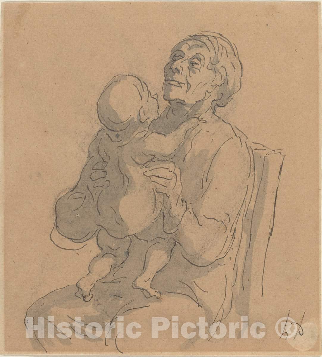 Art Print : HonorÃ© Daumier, The Grandmother - Vintage Wall Art