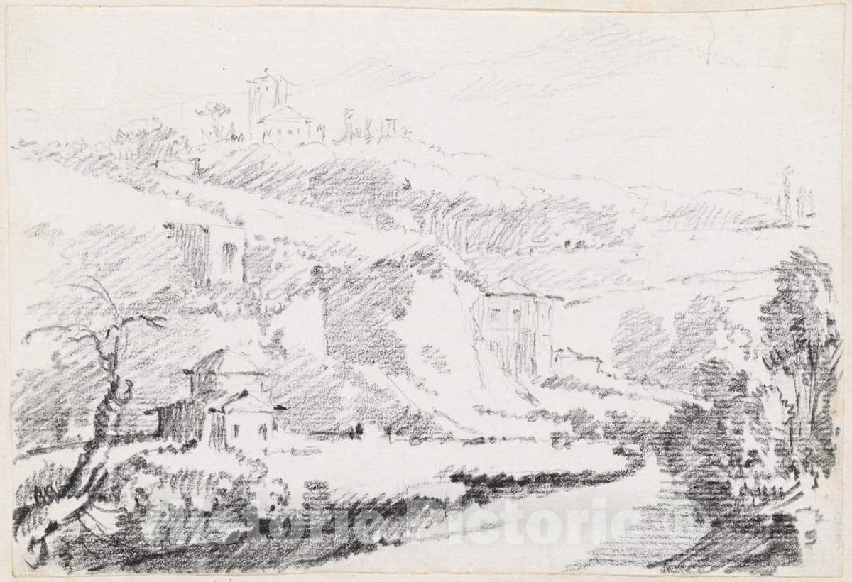 Art Print : Joseph-Marie Vien, Landscape in The Alban Hills, c.1747 - Vintage Wall Art