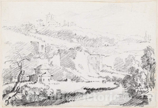 Art Print : Joseph-Marie Vien, Landscape in The Alban Hills, c.1747 - Vintage Wall Art