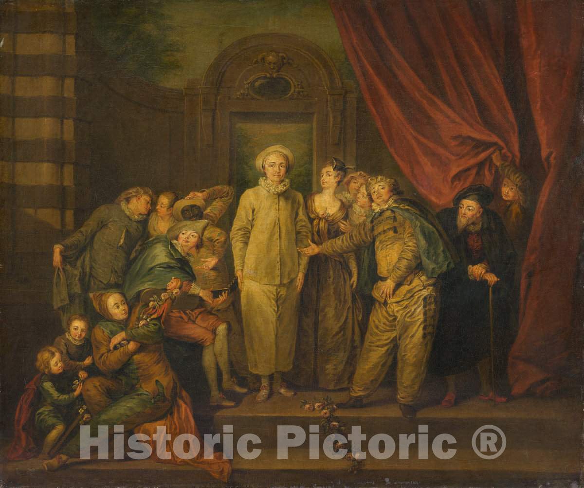 Art Print : Watteau, The Italian Comedians (Copy), 19th Century - Vintage Wall Art
