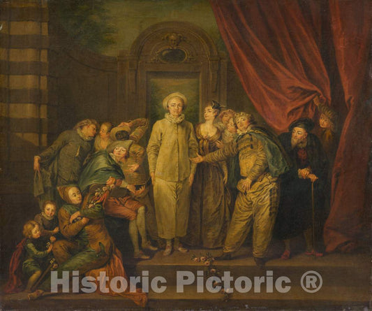 Art Print : Watteau, The Italian Comedians (Copy), 19th Century - Vintage Wall Art