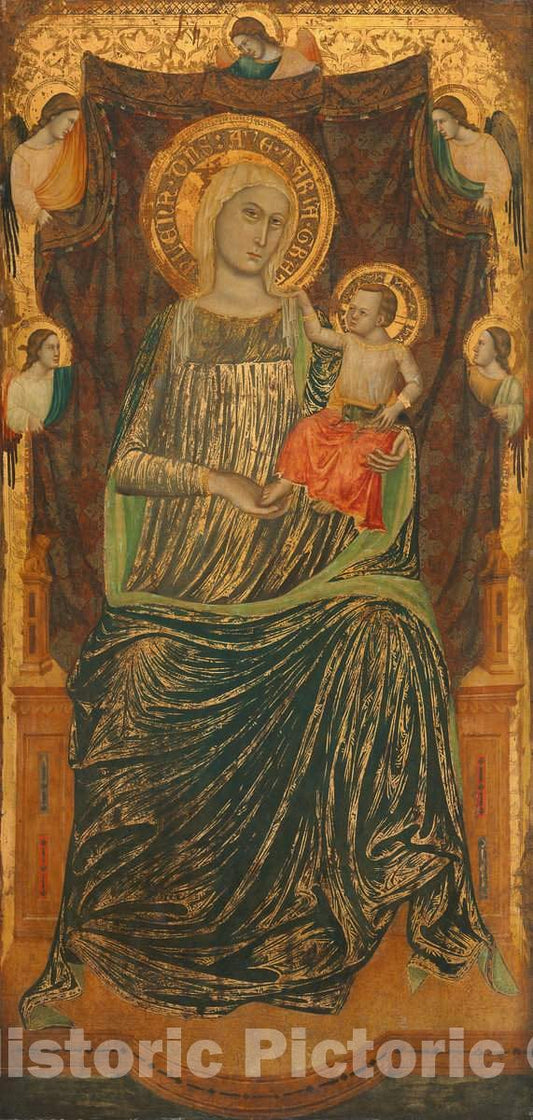 Art Print : Giovanni Baronzio, Madonna and Child with Five Angels, c. 1335 - Vintage Wall Art