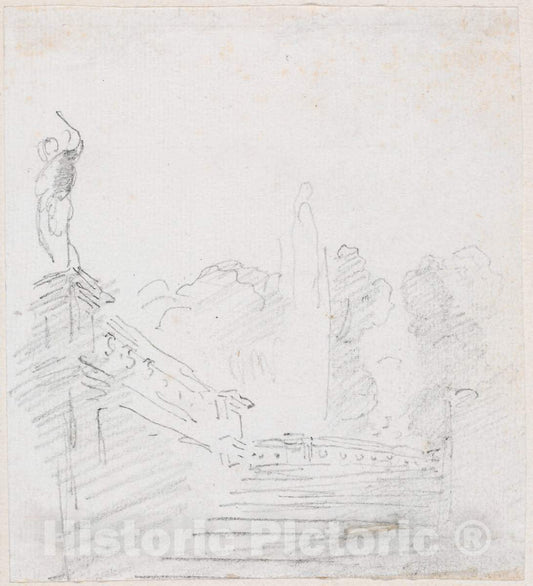 Art Print : Hubert Robert, Monumental Stairway, c.1760 - Vintage Wall Art