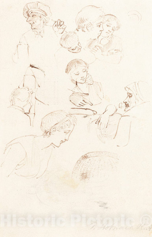 Art Print : Thomas Stothard, Sheet of Studies - Vintage Wall Art