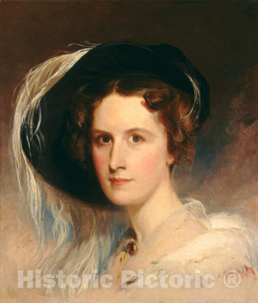 Art Print : Thomas Sully, Ann Biddle Hopkinson (Mrs. Francis Hopkinson), 1834 - Vintage Wall Art