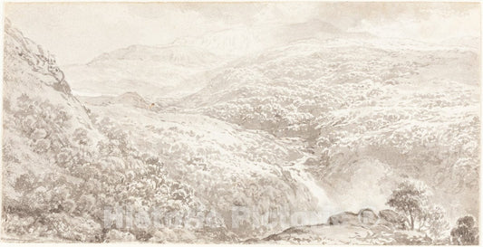 Art Print : John Glover, A Mountain Valley with a Waterfall, c. 1795 - Vintage Wall Art