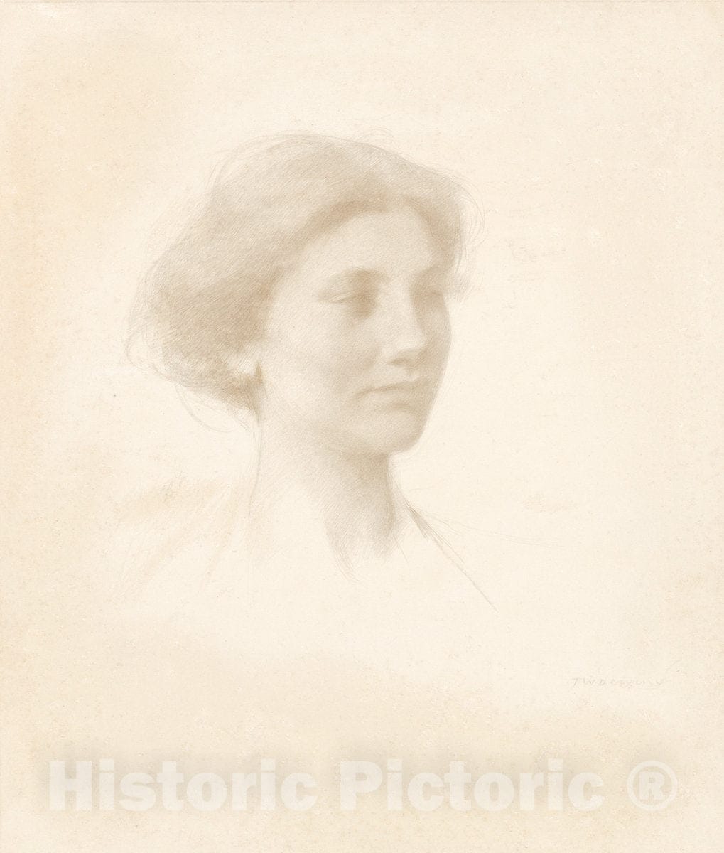 Art Print : Thomas Wilmer Dewing, Head of a Girl, c. 1909 - Vintage Wall Art
