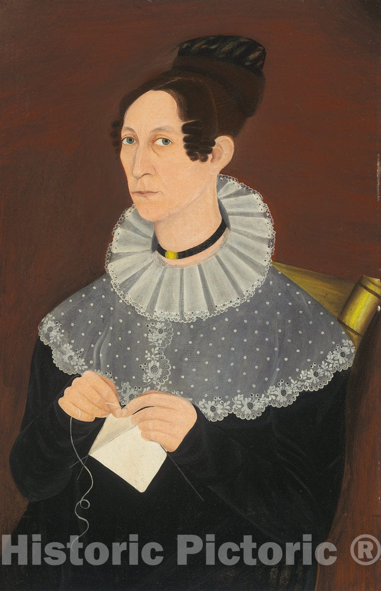 Art Print : Probably Sarah Cook Arnold Knitting, c. 1830 - Vintage Wall Art