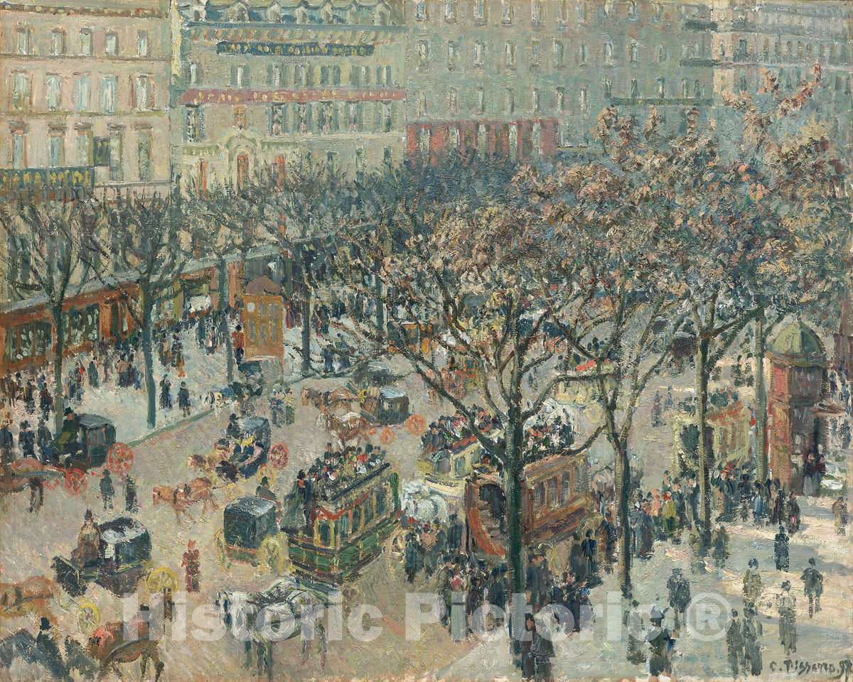 Art Print : Camille Pissarro, Boulevard des Italiens, Morning, Sunlight, 1897 - Vintage Wall Art