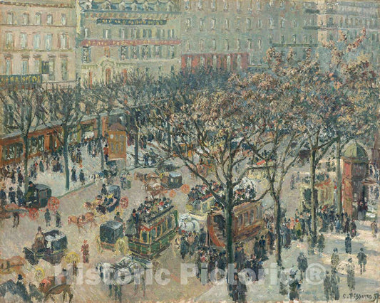 Art Print : Camille Pissarro, Boulevard des Italiens, Morning, Sunlight, 1897 - Vintage Wall Art