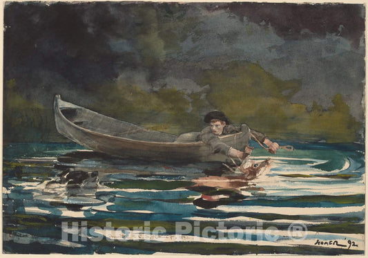 Art Print : Winslow Homer, Sketch for Hound and Hunter, c.1892 - Vintage Wall Art