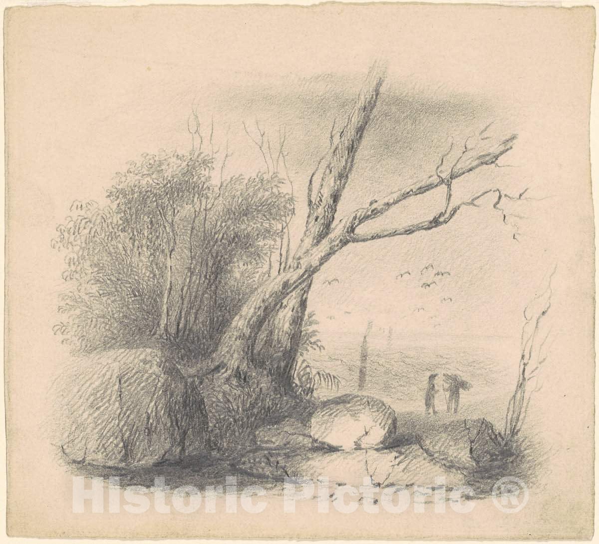 Art Print : Clonney, Figures by The Shore, c. 1830-1835 - Vintage Wall Art