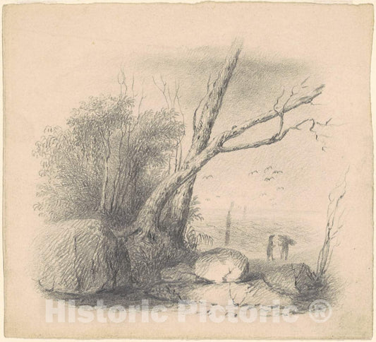 Art Print : Clonney, Figures by The Shore, c. 1830-1835 - Vintage Wall Art