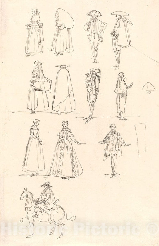 Art Print : Luis Paret y AlcÃ¡zar, Historical Costumes, 1780 - Vintage Wall Art