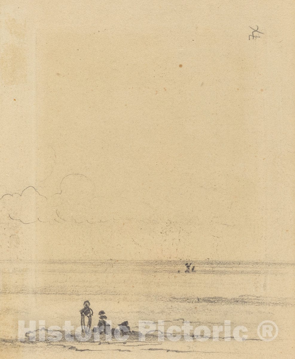Art Print : FÃ©lix-Hilaire Buhot, Figures on a Shore [Verso], c. 1875 - Vintage Wall Art